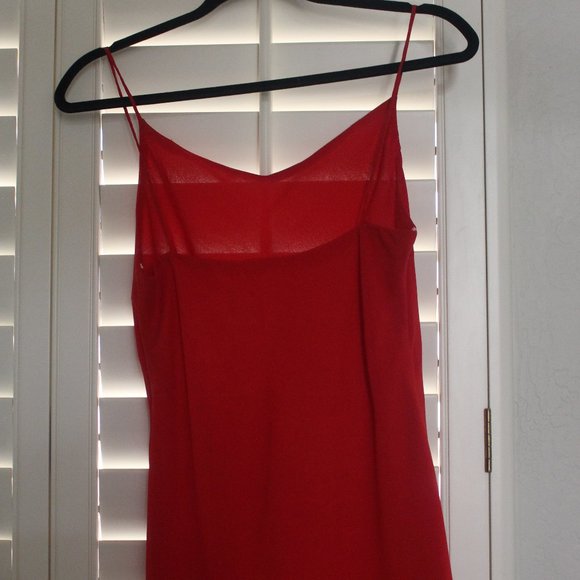 Paris Line Red Spaghetti Strap Sequin Embellished Dress with Scarf Size 12 - Picture 9 of 9